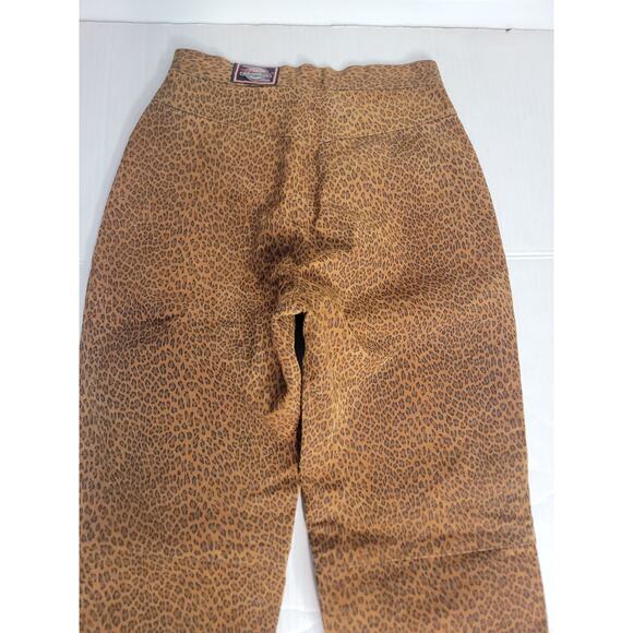 Milwaukee Leopard Print 100% Leather Pants Women Size 8 Straight Leg High Rise - Picture 11 of 12